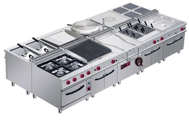 Heavy duty Gas & electric Cooktop comb: Stainless steel